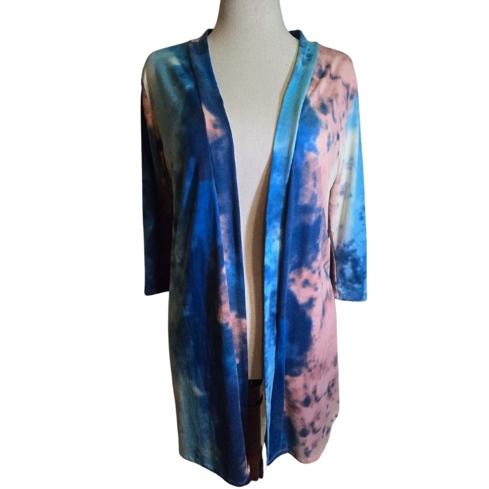 Women's Tie-Dye Open Front Super Soft Cardigan L NWOT